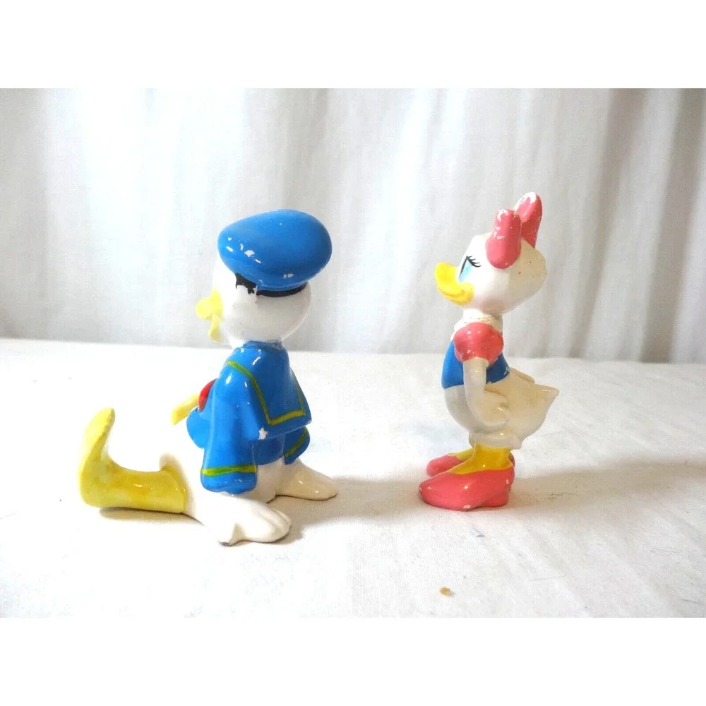 Vintage Donald and Daisy Duck Ceramic Figurines, Walt Disney Productions Japan